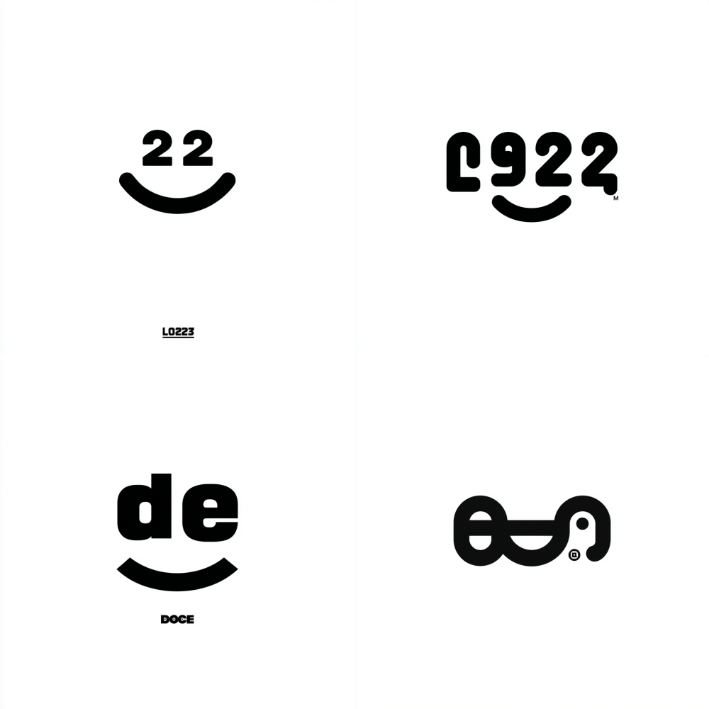 Pure graphic design, minimalist style, creatively integrated with digital "" and "" as core elements. Design the number "" as the left side of the upturned mouth corner and the number "" as the right side of the upturned mouth corner, together forming a simple smiling expression. The lines are smooth and rounded, without any unnecessary decorations, presenting a joyful visual experience as a whole. Using positive and negative design techniques, leaving just the right amount of white space. Monochrome design, suitable for various media applications. Strong modernity, reflecting the creativity and vitality of advertising companies. Vector graphics, white background, high contrast, no text. LOGO1212