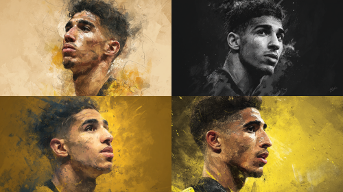 帮我生成一张阿什拉夫·哈基米的个人写真照片  --ar 16:9  --style raw