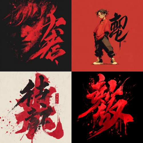 生成毛笔字 辣红少年