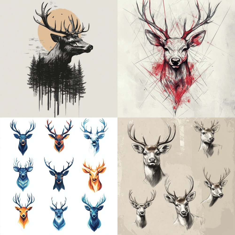 Design different forms for the deer in the picture