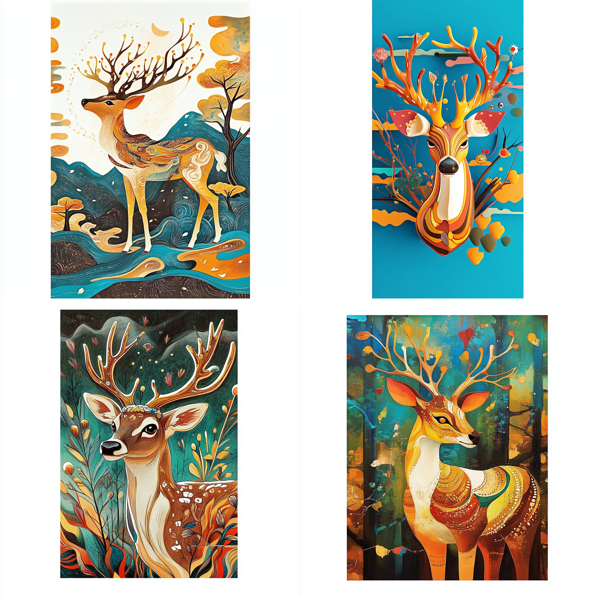 Design different forms for the Nine Colored Deer < https://oc.superx.chat/img/1746756190060.png > 