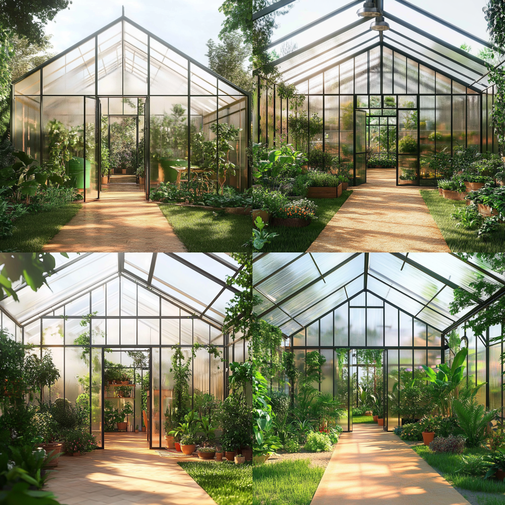 < https://oc.superx.chat/img/1746754861682.jpg > An enchanting glass greenhouse, rendered in a beautifully realistic photograph, highlighting exquisite details and lush, vibrant foliage, in unparalleled clarity, 8K, --style raw --ar 1:1