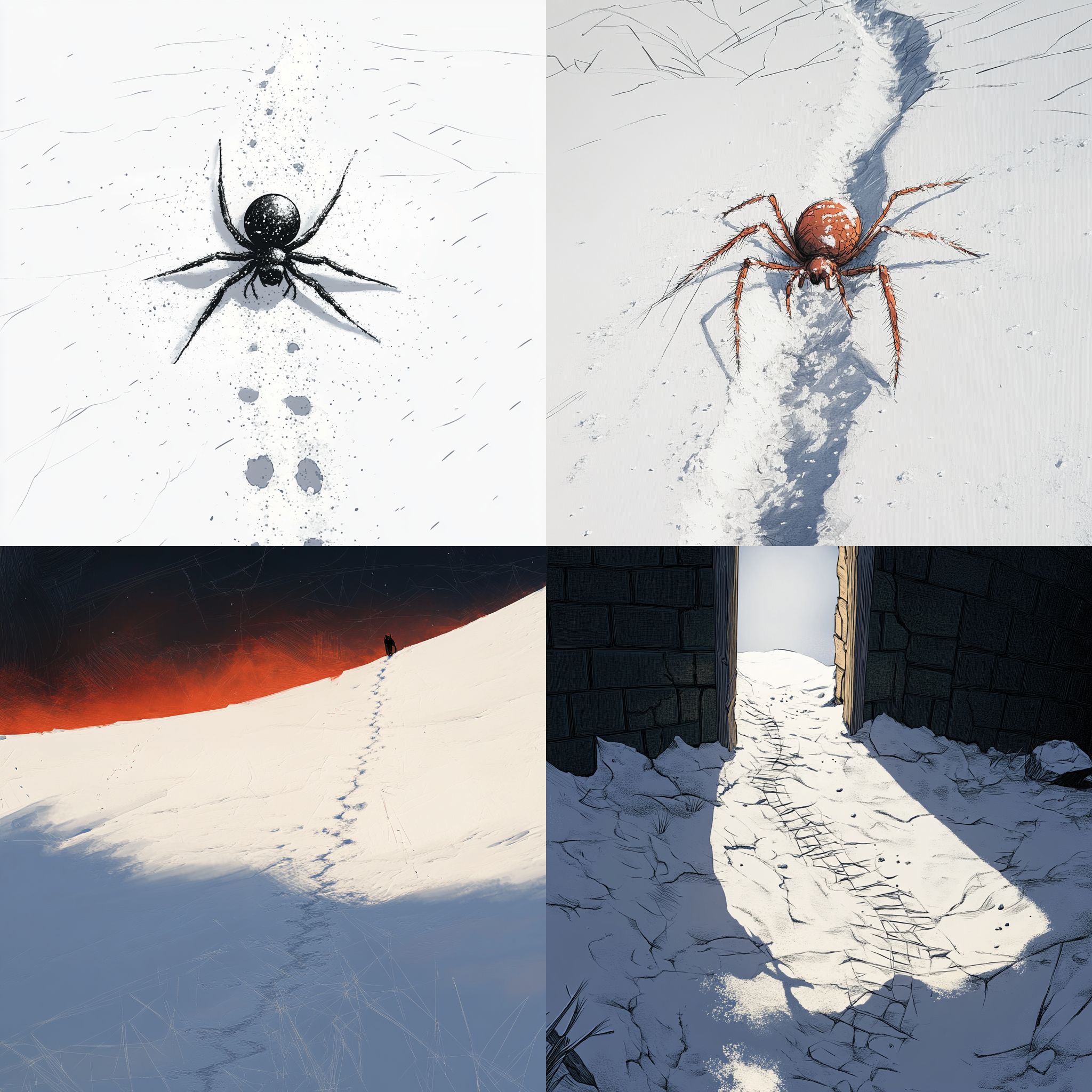 < https://oc.superx.chat/img/1746756843654.jpg > colored, heavy lines, cartoon style, flat illustration, line art, no shading, white background，damaged spider web。