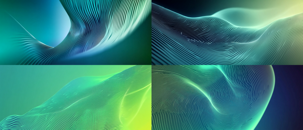 Modern tech poster, blue-green gradient background, abstract global connection lines, minimalistic, sans-serif typography, high contrast, 8k. --ar 21:9