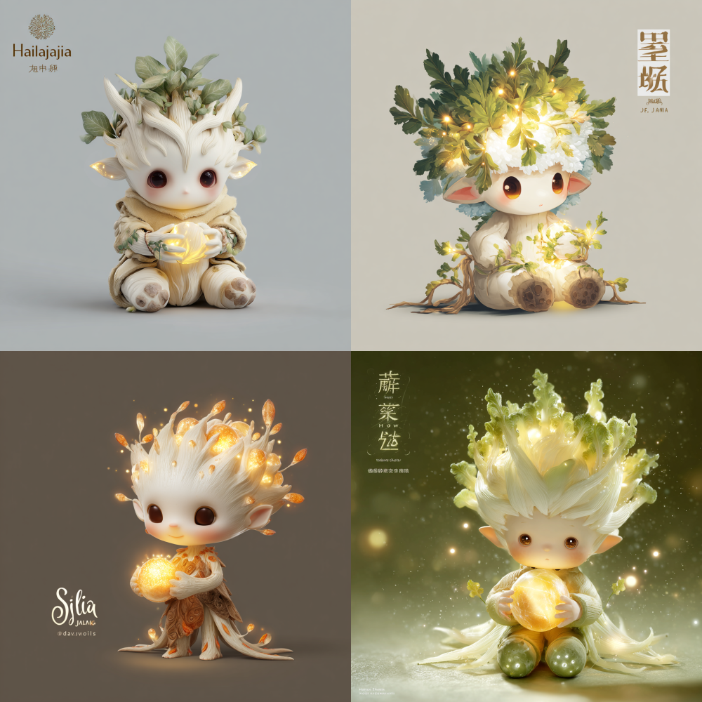 2、 Rooted Elf Jiajia Image Design visualizes the concept of elves and rooting. Basic form: Subject: A small tree spirit image composed of warm wood and soft light energy. The main body is milky white, like a fresh rhizome, with a warm texture. Facial features: retaining Jiajia's distinctive bean eyes and simple line mouth, with a calm and focused expression. Hair Crown: The top of the head is not hair, but a vibrant cluster of tender leaves and new shoots composed of light spots, which is a direct manifestation of its vitality. Core feature (bound to rooting): Root like feet: Its feet are not regular animal feet, but are composed of soft light beams and freely movable roots. When it relaxes or moves, the roots will sway gently like a small tail; When it guides users to root, the roots will extend downwards and emit a bright light. Seed Ball in Hand: Jiajia often holds a warm ball of light in her hand, which contains a seed symbolizing potential and beginning. It can place this light ball on a certain part of the user's body, meaning to plant a stable foundation here. Body patterns: There are faint circular patterns on the body that resemble tree rings or plant fibers, echoing the imagery of plants. Dynamic and emotional expression: When searching for a foundation: Root's feet cautiously explore the ground, with a curious expression. When deeply rooted: The roots and feet grow steadily on the ground, the body is straight, the tender leaves on the top of the head emit bright light, and the expression is firm and satisfied. When growing upwards: the body stretches and stretches, the roots are fixed, and the tender leaves on the top of the head grow vigorously.  「 · 」“”“”  / “” “”“” “”   “” 