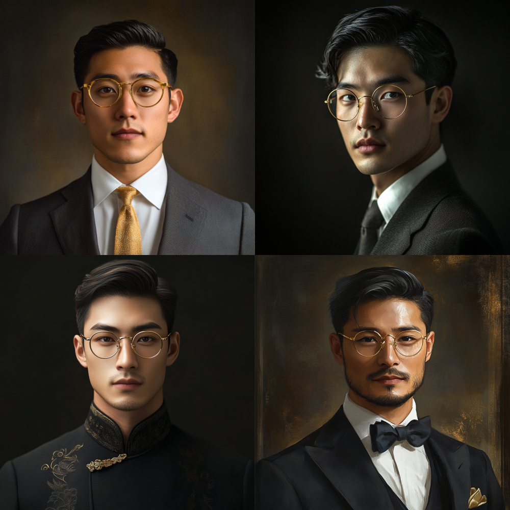 Central European mixed race Elegant, gentlemanly, Chinese man, young man, lawyer, wearing gold rimmed glasses