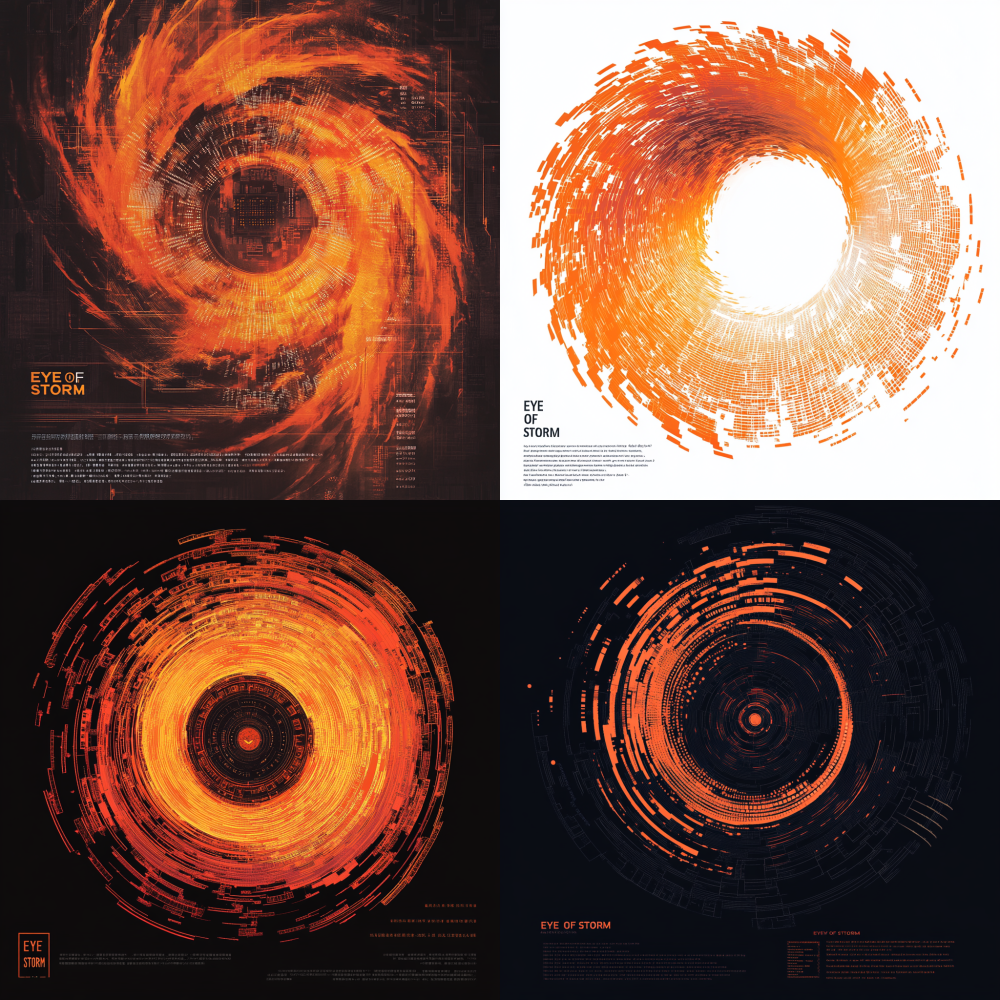 Graphic composition: Dynamic Hurricane Totem: Simulating the shape of a hurricane with abstract spiral lines, the lines are composed of binary code (), symbolizing the fusion of computing power and natural forces, and the words for the central collection of hurricanes; Huawei Orange Gradient: Huawei brand color gradient is used at the eye of the wind to enhance technological dominance; Embedded chip outline: The faintly visible circuit patterns at the bottom of the chip correspond to the hardware foundation. Text combination: English is placed below the graphic, with sharp and angular fonts, conveying the determination to break through the game. 0/1AIAICloudMatrix 384“EYE OF STORM”