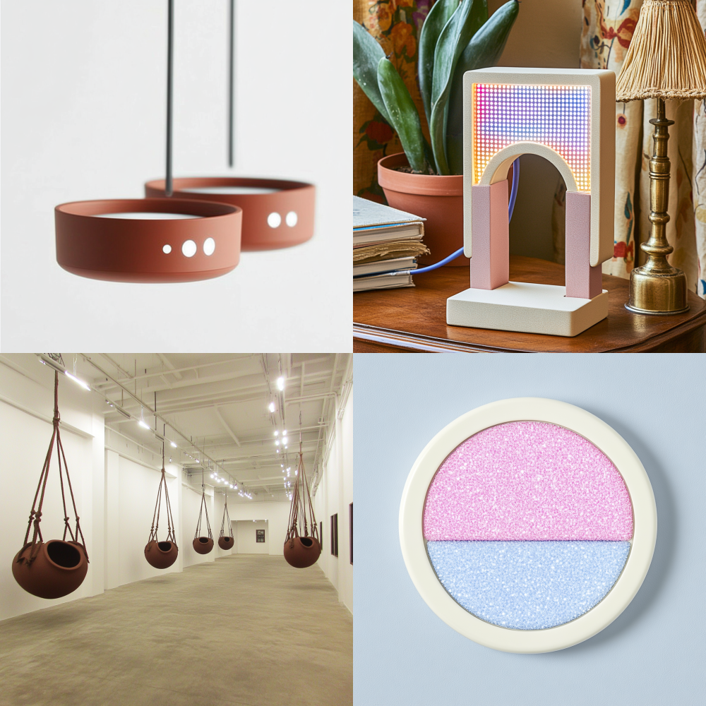 Concentric terracotta rings floating in magnetic levitation, growth rings embedded with LED matrix displaying real-time air quality data, ancient craft meets digital surveillance --chaos 100