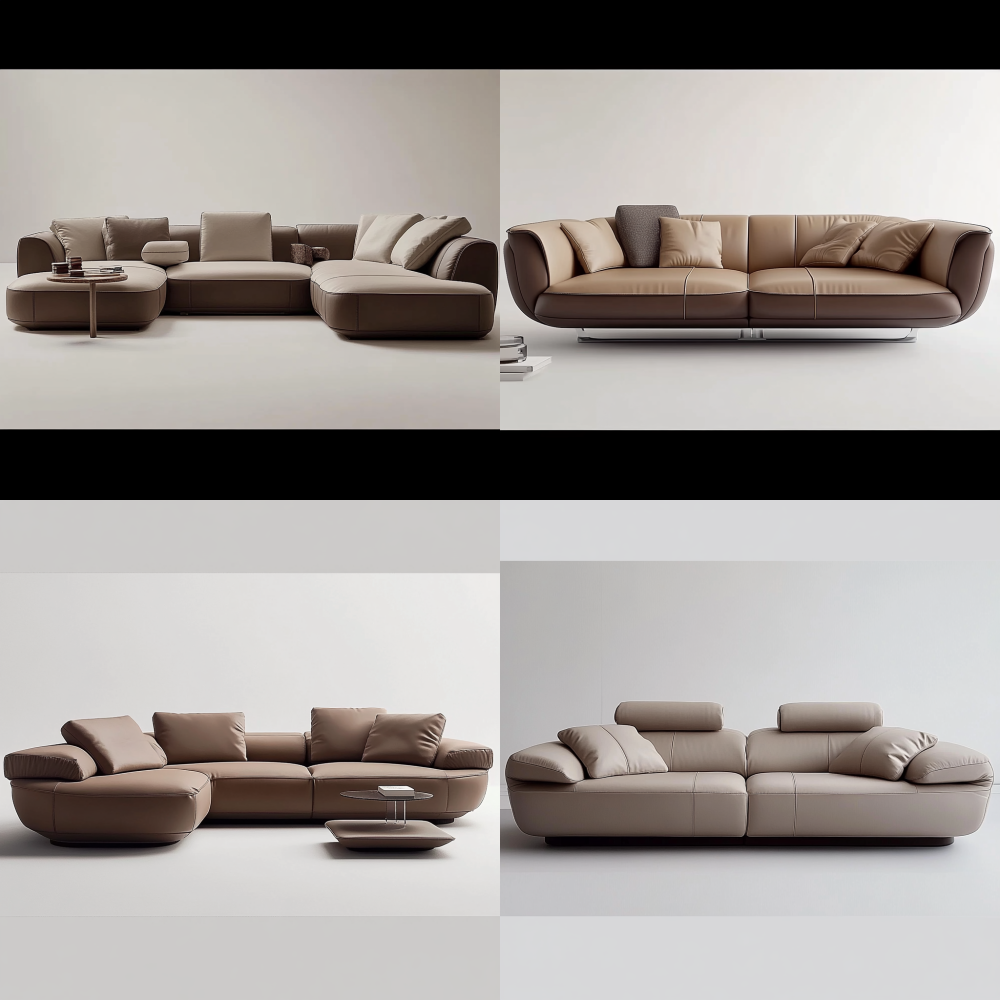 < https://oc.superx.chat/img/1749656771593.png > A modern beige leather split sofa. The sofa is in a deep and soft rose color, featuring contemporary design with streamlined armrests and cushioned seats. The tilting mechanism can be seen on the left and middle parts. A small transparent glass tray table is placed between two middle cushions. The sofa is presented in the studio shooting, with a pure white background and a slight tilt to showcase its length and details. The perspective is directly above the sofa and centered in the image. The light is bright and uniform, without significant shadows, highlighting the texture of the leather. The composition is simple and clean, focusing only on the sofa itself. The design of the sofa is simple yet exquisite, emphasizing comfort and style. No other objects or elements appear.