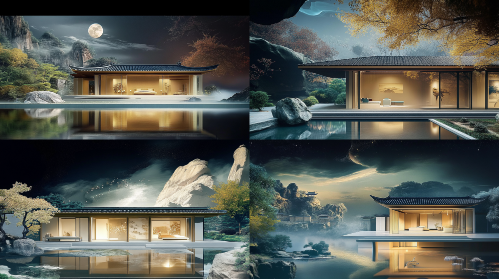 A poster about the inheritance of architecture, from ancient buildings, from stilted buildings, Suzhou gardens, the Earthen Building in Fujian Province, Taihe Hall, to modern large flat buildings. The evolution process is presented using scrolls, with ancient architecture in the form of lines at the back and modern architecture in the form of real-life scenes at the front. Chinese ink wash style < https://oc.superx.chat/img/1749895674749.jpg > --iw 1.5 --ar 16:9