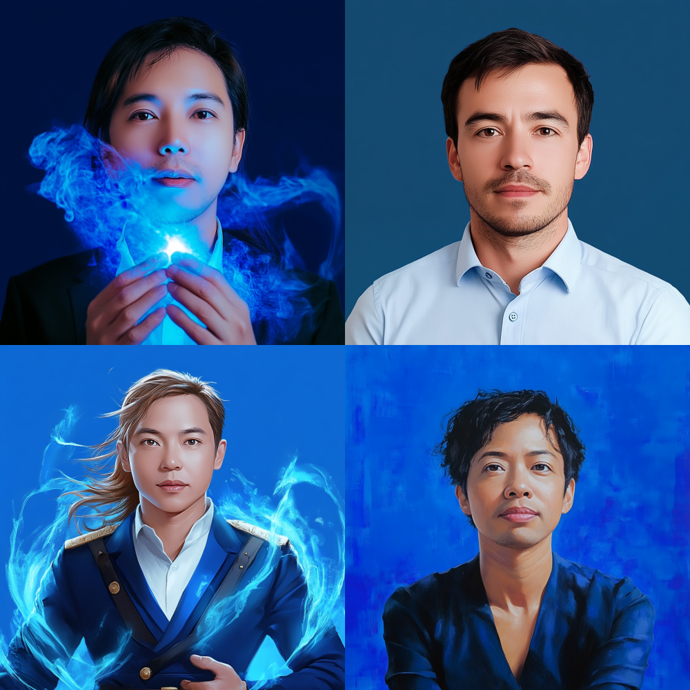 Generate a blue background occupational photo based on this image < https://oc.superx.chat/img/1750003111684.png >