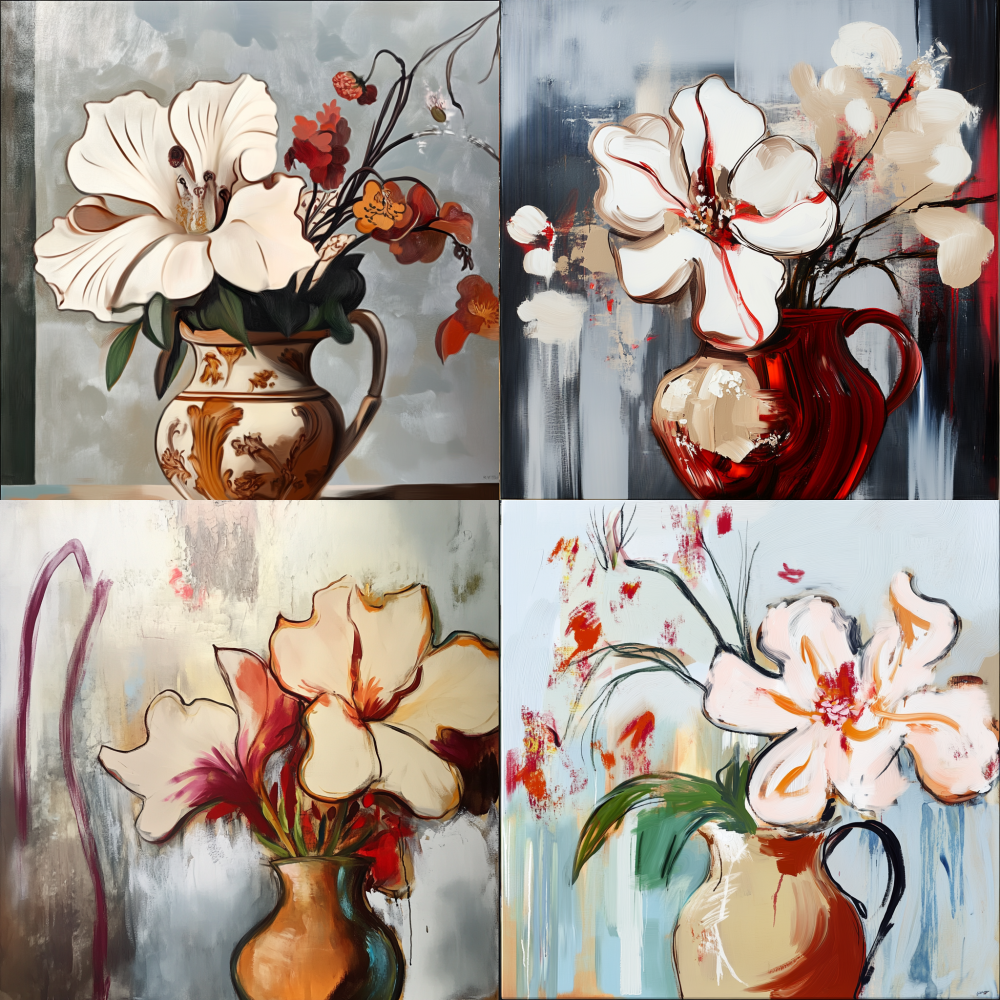 Flowers, vases, wall paintings < https://oc.superx.chat/img/1750097930576.png >