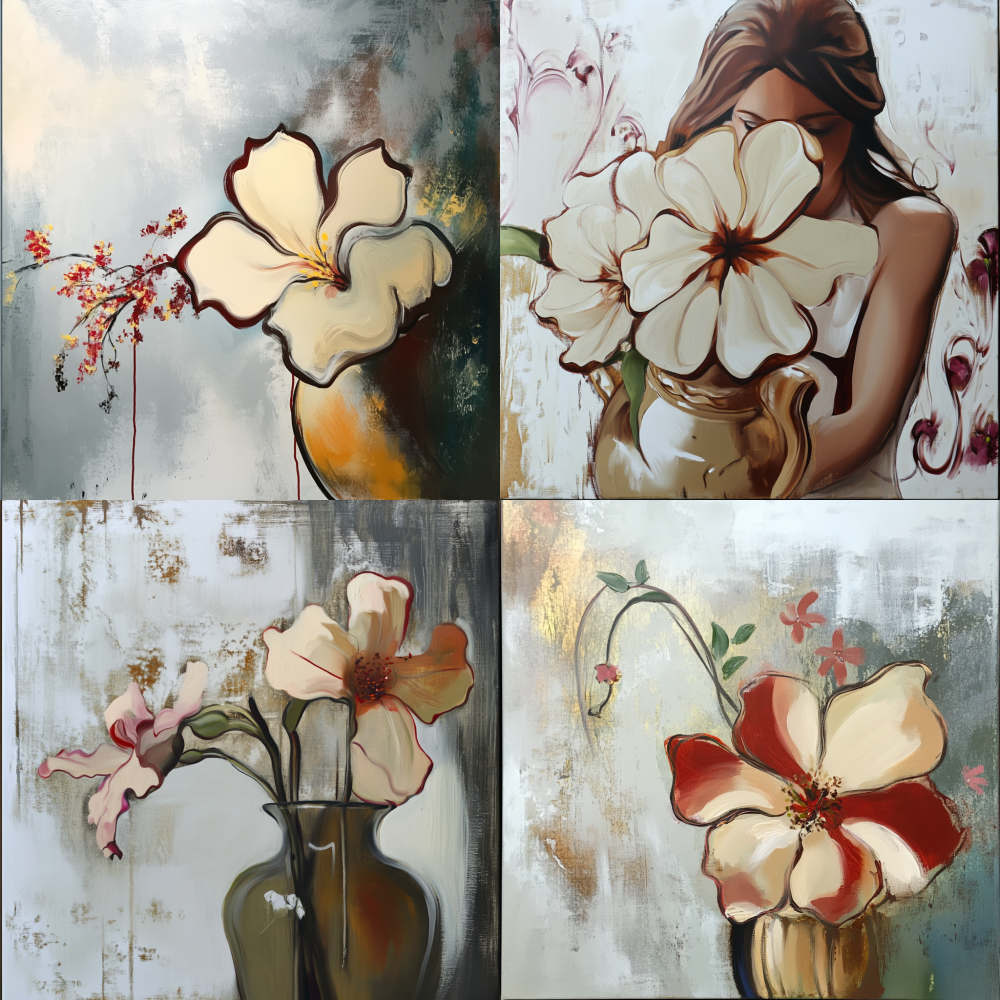 Flowers, vases, wall paintings < https://oc.superx.chat/img/1750097930576.png >