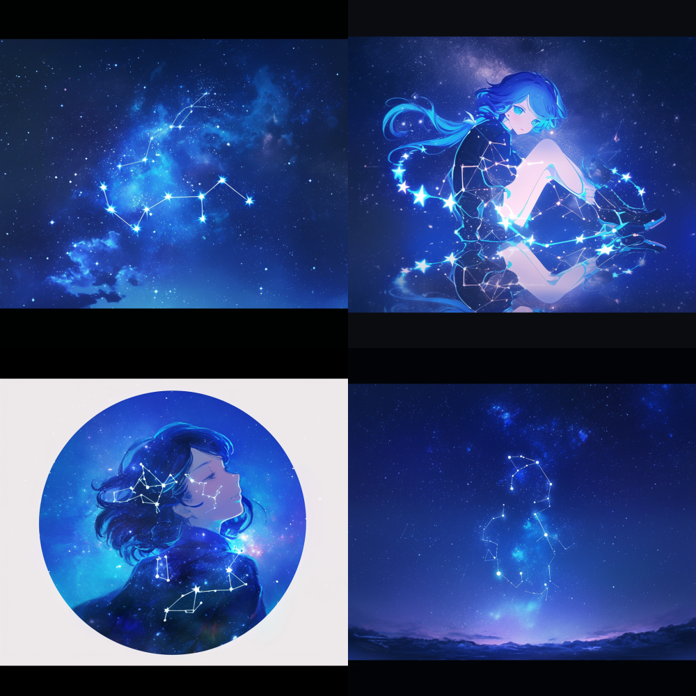< https://oc.superx.chat/img/1750243718097.jpeg > Starry sky background with the zodiac sign Scorpio, constellation and stars forming the shape of a scorpion, bright blue color scheme, celestial elements, high resolution, detailed textures of constellations around the symbol, starry night atmosphere --niji --v 6.1