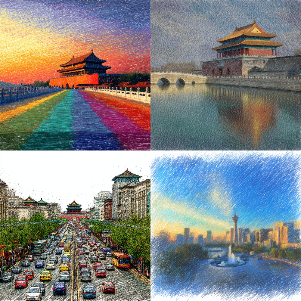 Generate a crayon drawing of Beijing image