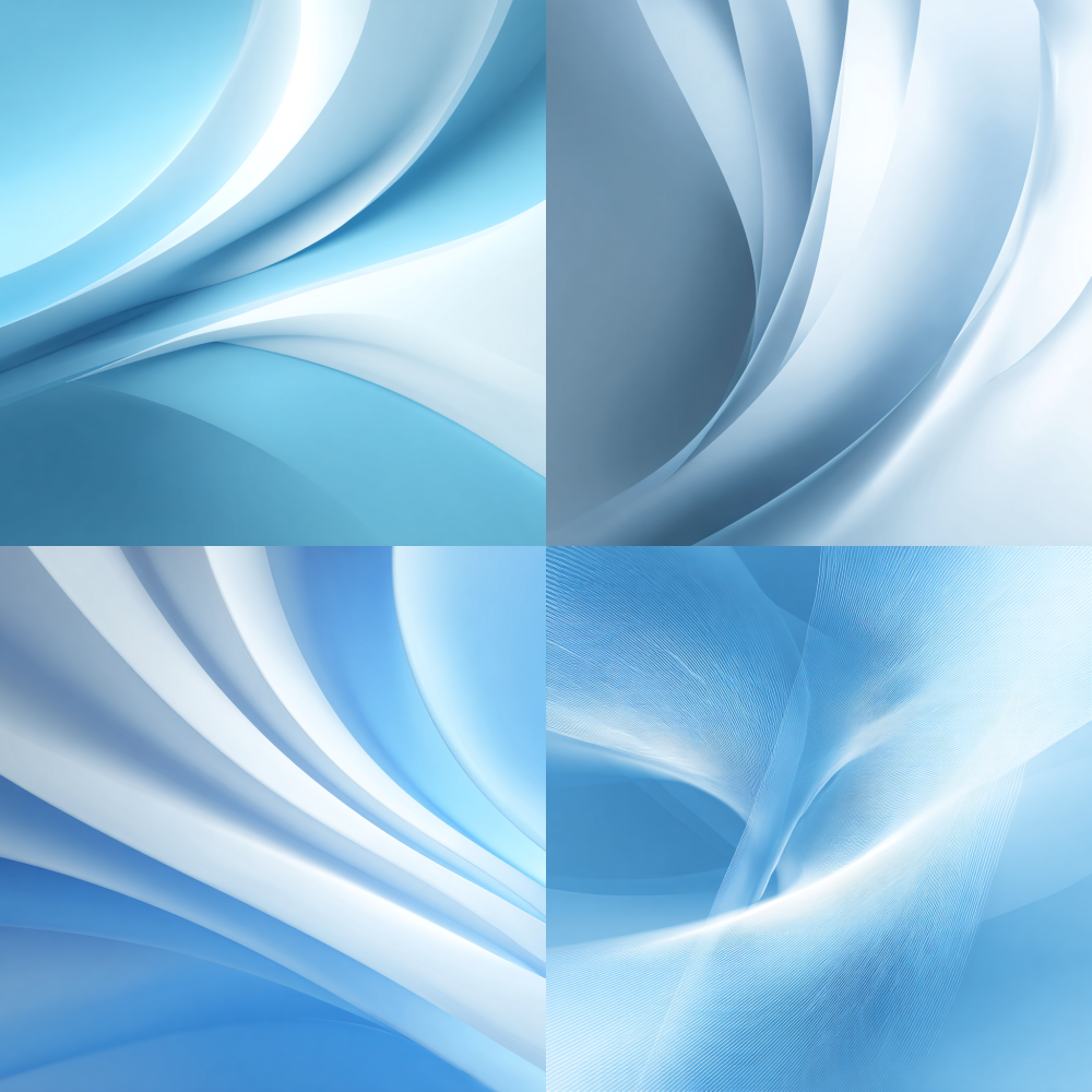 Gradient light blue and white background, abstract geometric shapes in the middle of the compositiondynamic modern design style of lines and curves, high-resolution photography, professional studio lighting