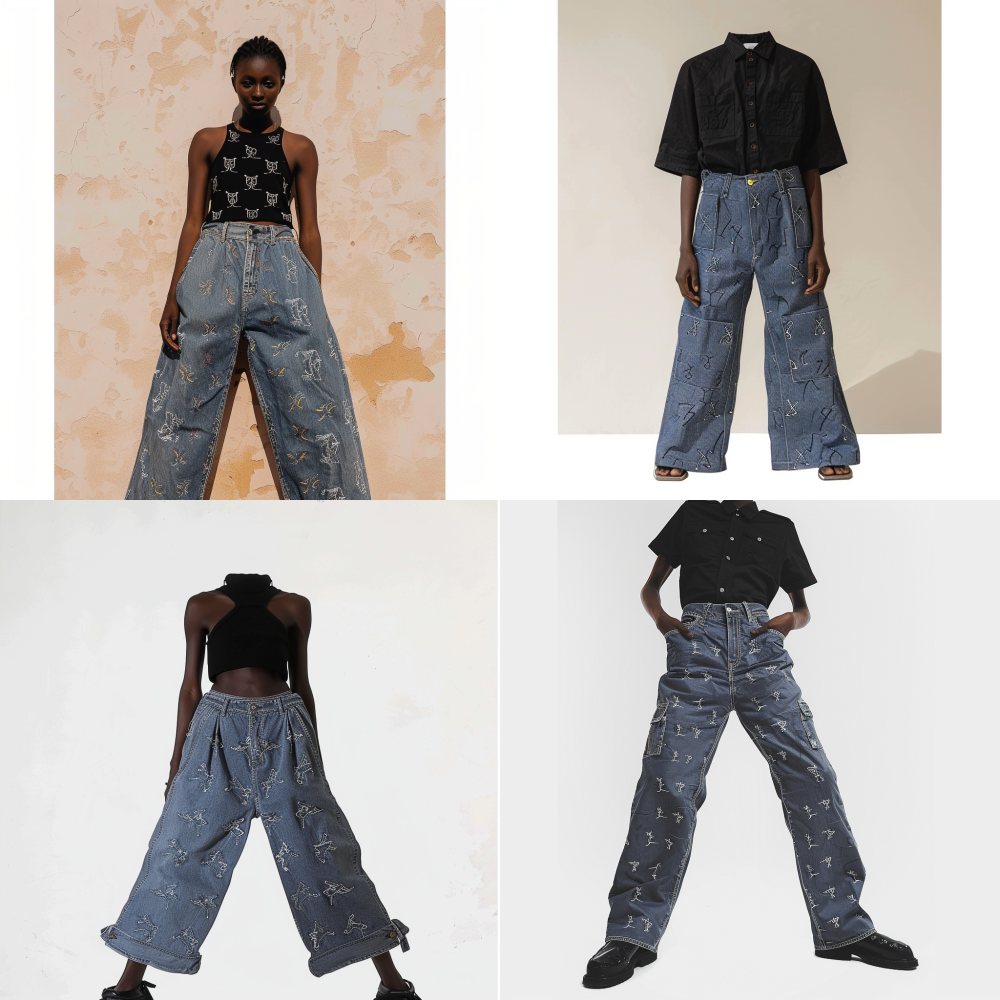 A black model wearing these pants, with a completely consistent style and fully preserved pants details < https://oc.superx.chat/img/1752946806018.jpg > --v 6
