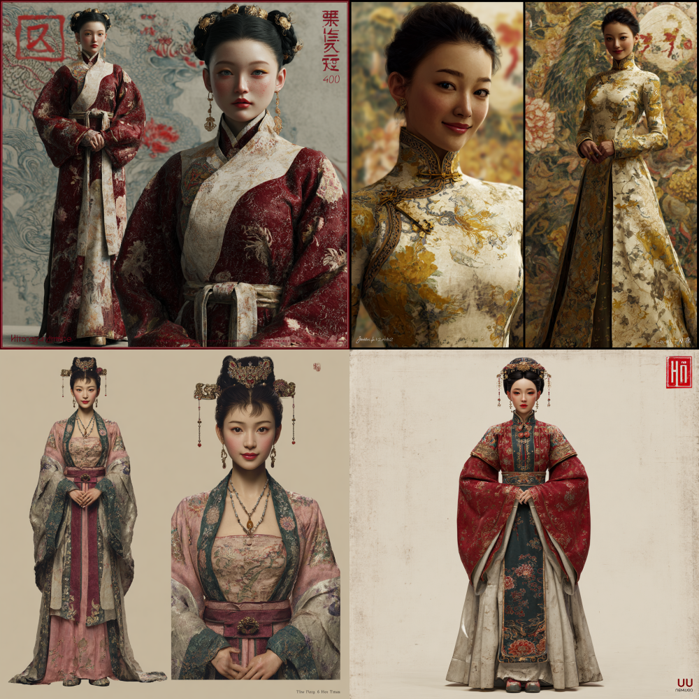 Help me generate a set of pictures: a Chinese female model with a sense of realism, unlike animated characters. The female model has a dignified smile and a full body image. The model's posture has a classical atmosphere, and the clothing style is based on the immortal costume in the Yongle Palace mural "Chao Yuan Tu". It has the style of Wei and Jin dynasties, and the painting should be high-definition and realistic. The proportion of the picture is. 4K3:4
