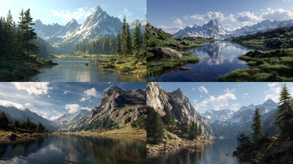 a beautiful landscape with mountains and lake, 4k, photorealistic, --ar 16:9