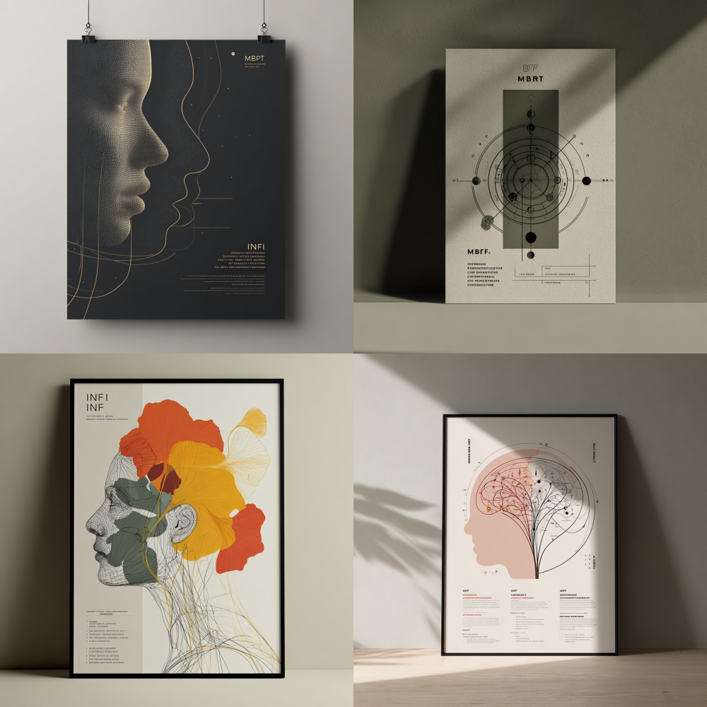 A sophisticated and minimalist English poster featuring: my MBTI personality type INFP, my chosen learning goal of conscious learning with a brief explanation, and my commitment to becoming more disciplined to achieve this goal.