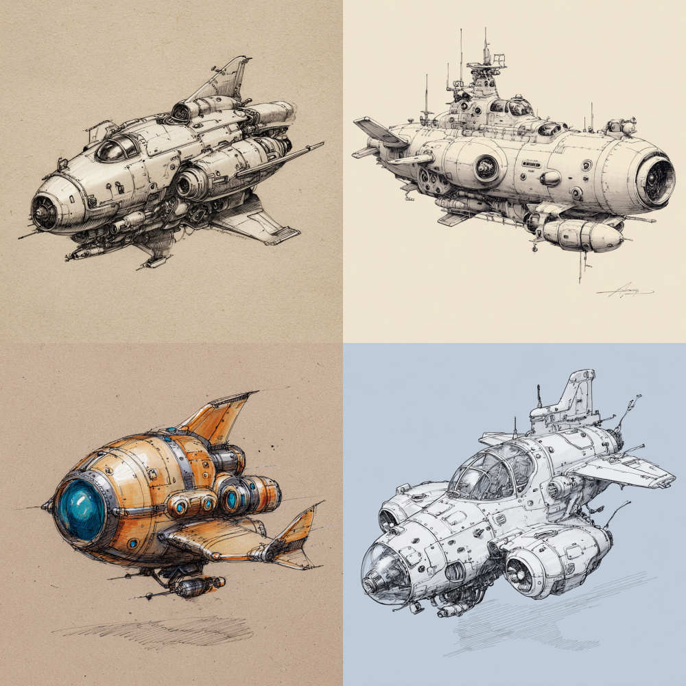 Hand drawn spaceship 