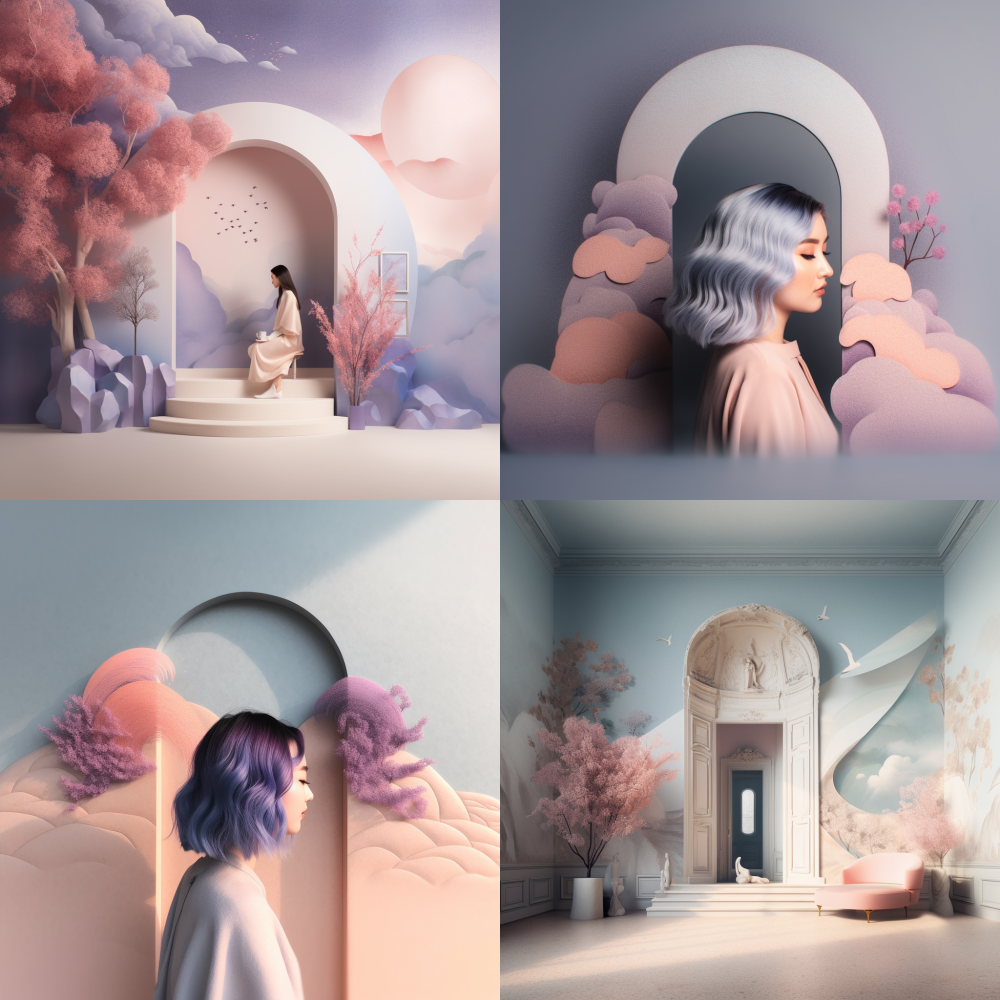 Transform the background into a gentle gradient transitioning from soft blue at the top to pristine white at the bottom, while reimagining the central elements with a harmonious blend of blue and violet hues, creating a serene and ethereal atmosphere. < https://oc.superx.chat/img/1758705953327.png > --v 5