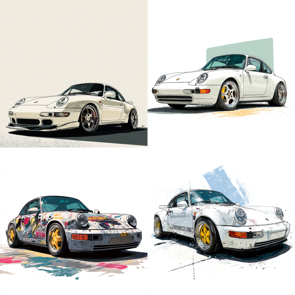 911 （996）Sport Classic in comic style in white background