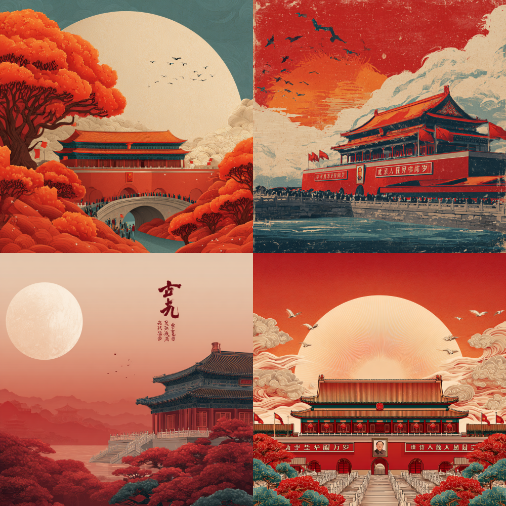 Generate a Chinese holiday and National Day poster in the style of this image 