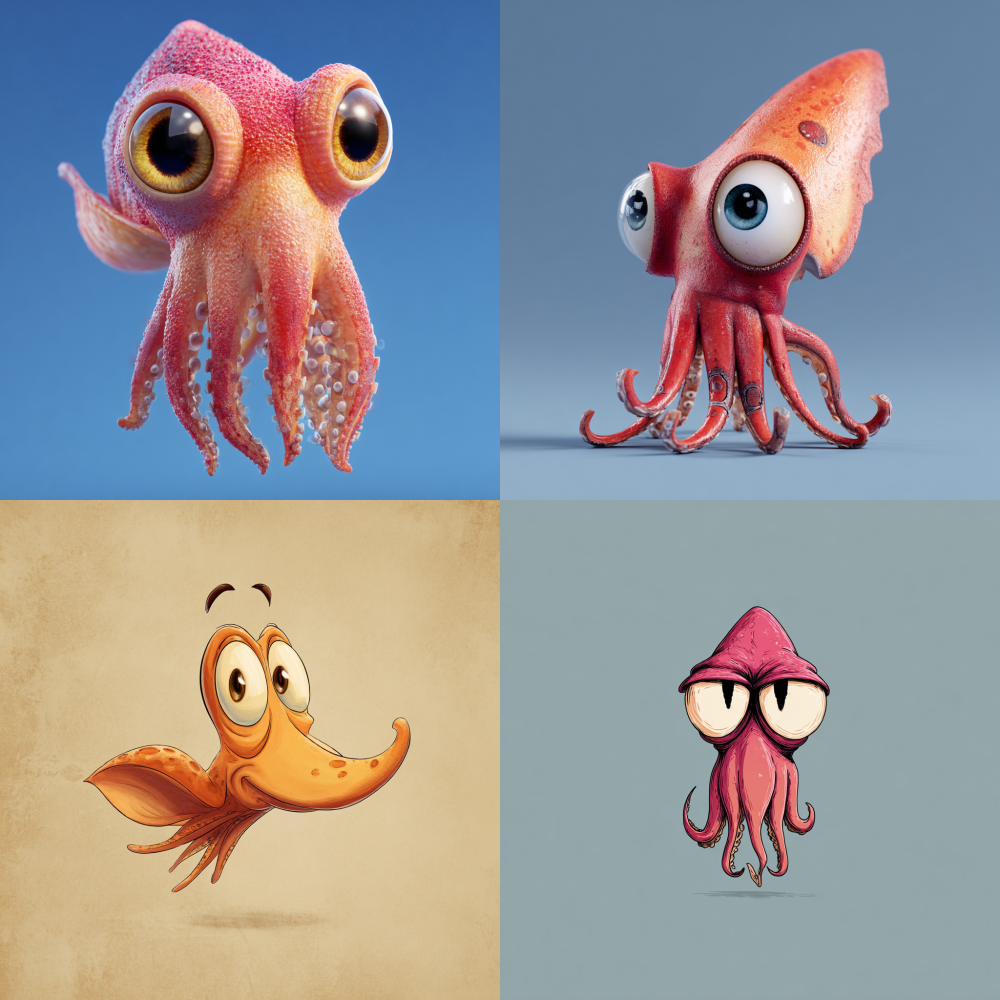 Cartoon Squid | Midjourney官网_AI绘画在线生成工具