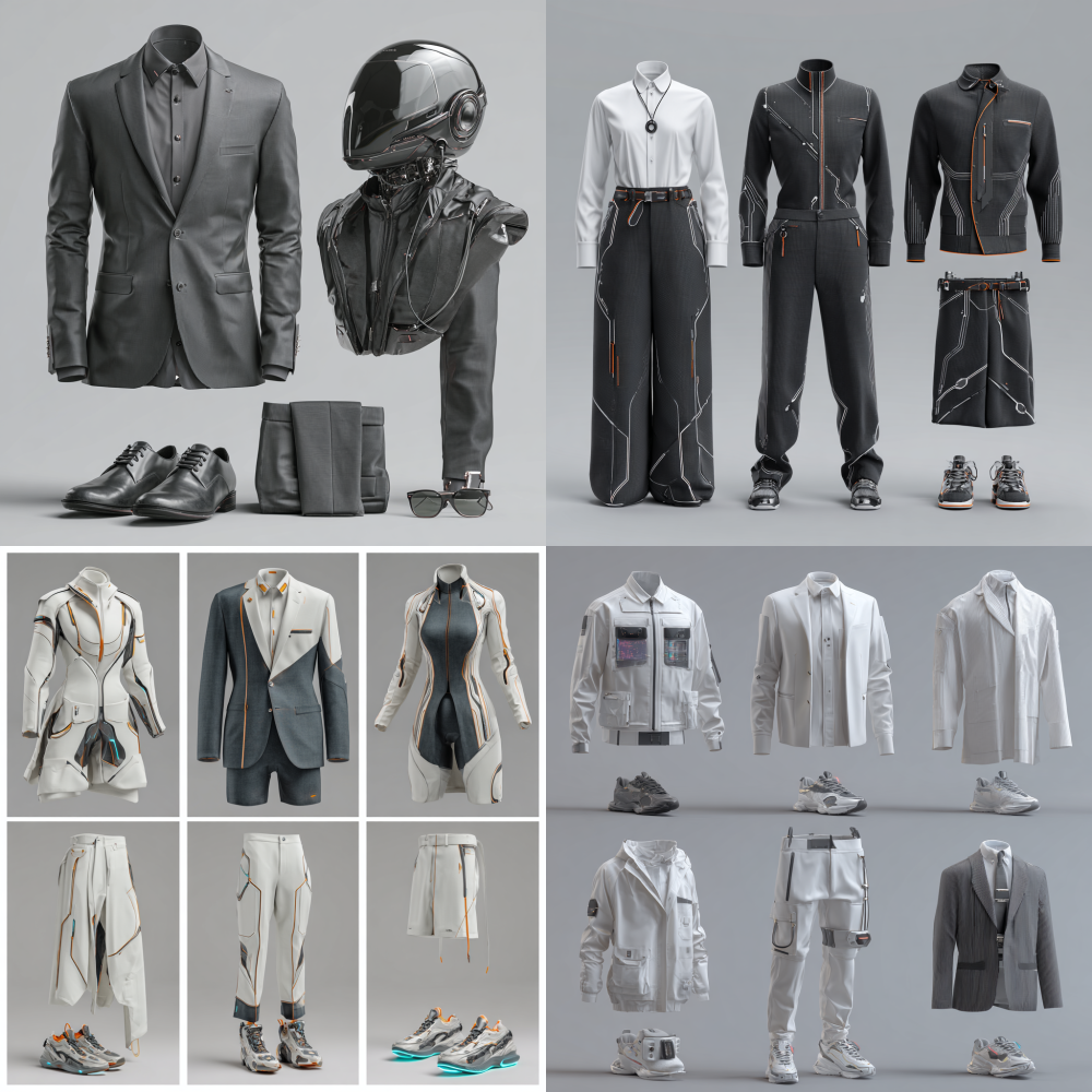 A set of futuristic style workplace clothing
