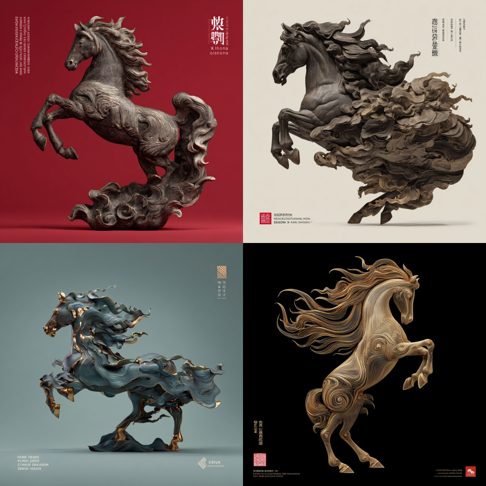 Xiaoma Image Design: This design takes the national cultural relic of the Eastern Han Dynasty bronze ware "Horse Treading on Flying Swallows" as the creative element, and uses contemporary design language to create an Eastern aesthetic that spans thousands of years. The design core is rooted in the traditional Chinese Five Elements philosophy system, and constructs a visual narrative logic based on the law of wood, fire, earth, gold, and water. The high head of the horse symbolizes the birth of wood virtue, the jumping of the mane reflects the rise of fire virtue, the texture of the trunk contains the heaviness of earth virtue, the trajectory under the hooves shows the firmness of gold virtue, and the flow of qi and flexibility of water virtue around the body forms a complete visual expression of the energy cycle of the Five Elements. Accurately inheriting the dynamic essence of the original horse body posture in terms of modeling language: the front hooves are soaring, and the rear feet are steadily stepping, presenting both the momentum of galloping and the beauty of balance. The tension between tradition and modernity, motion and stillness, is presented, transforming the creative wisdom of Han craftsmen from motion to stillness into a three-dimensional composition that conforms to modern aesthetics. This posture deconstructs the static viewing paradigm of traditional totems, perfectly interpreting the essence of Eastern philosophy of balancing movement and stillness in the dialectical unity of kinetic energy release and structural stability. The color system deeply traces the mineral chromatography of Dunhuang murals, using the five color composition rule of stone blue overlay, cinnabar point color, earth red base, gold foil brightening, and green green gradient. By using digital rock color techniques to restore the millennium old oxidized texture of murals, agate red and malachite green are rendered at the pixel level to recreate the light color memory of the Silk Road civilization, forming a cross temporal dialogue between traditional color spectrum and contemporary vision. This image ultimately surpasses simple cultural relic replicas and becomes a typical representative of the New Oriental aesthetic paradigm. By modern translation of archaeological evidence, philosophical systems, and intangible cultural heritage, a super cultural symbol carrying the genes of Chinese civilization is constructed within a limited scale. The image of galloping represents not only the contemporary interpretation of the spirit of the nation, where the heavens are strong and the gentleman strives for self-improvement, but also symbolizes the eternal vitality of Chinese culture in creative transformation. When the ancient charm of bronze meets digital art, the weight of history leaps into the narrative of the times with a light posture, showcasing the spirit of the Chinese nation's courage to move forward and the cultural confidence of endless vitality. IPIP“”“”“”IP“”