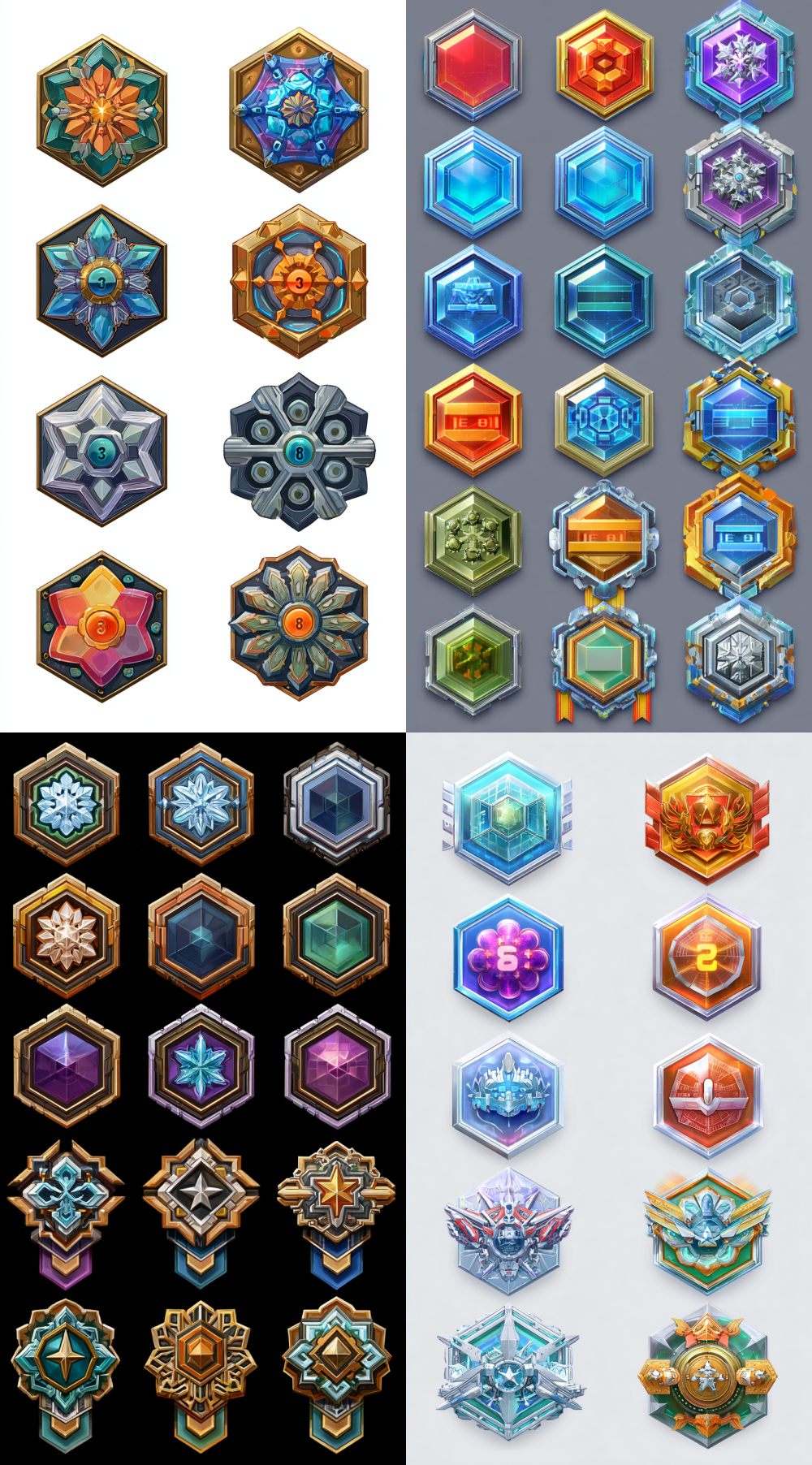 Member Level Icon Member level badge, with hexagonal flower shaped b... | Midjourney官网_AI ...