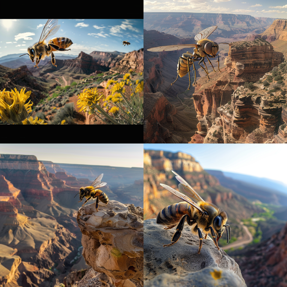 Bees that are a little fatter and have bigger and rounder heads are suitable for children and teenagers to ride. It's best to bring out a little bit of the land edge behind the camera in the Grand Canyon, giving people a feeling of taking off from the edge of the canyon < https://oc.superx.chat/img/1765084717361.png > --v 6