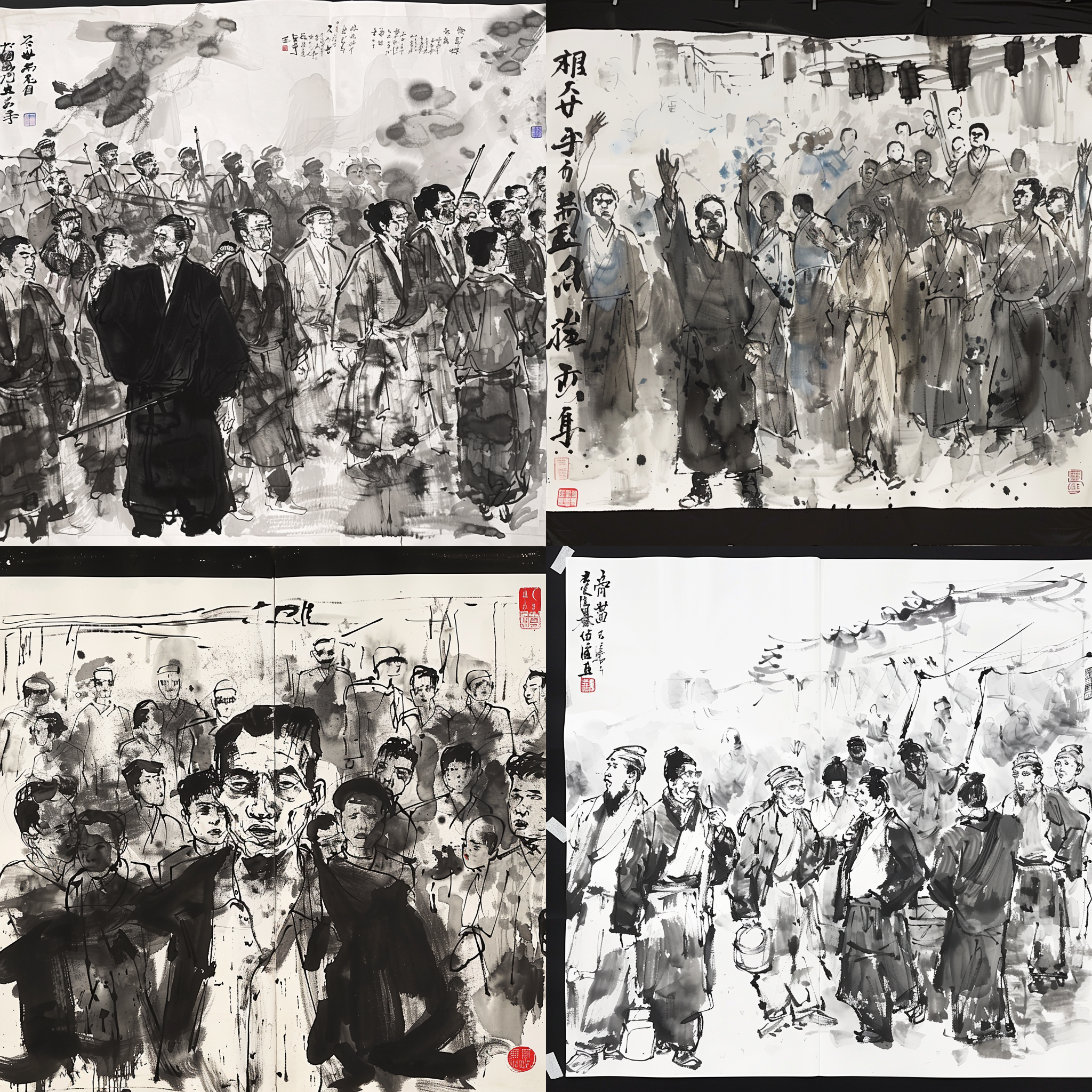 Chinese painting, ink wash, figures, freehand brus... | Midjourney官网_AI ...