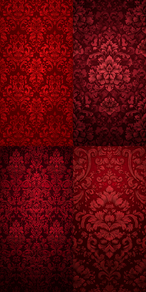 Seamless background of deep red gradient European scroll patterns, decorative motifs blending Baroque and Rococo styles, intricate and symmetrical lines echoing the aesthetic heritage of the Italian Renaissance, creating a classical and luxurious atmosphere. Low-saturation deep red gradient with rich layers to avoid monotony, suitable as a phone wallpaper background that won't interfere with icon display, high resolution, flat texture. --ar 9:18 Seamless background of deep red gradient European scroll patterns, decorative motifs blending Baroque and Rococo styles, intricate and symmetrical lines echoing the aesthetic heritage of the Italian Renaissance, creating a classical and luxurious atmosphere. Low-saturation deep red gradient with rich layers to avoid monotony, suitable as a phone wallpaper background that won't interfere with icon display, high resolution, flat texture. --ar 9:18