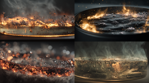 采用剖面镜头清晰展示锅体内部。逼真的火焰热浪扭曲空气,水面翻滚着密集气泡。原料纤维在沸水中松散,微小的黑色杂质颗粒在流体动力学作用下被精准分离、沉淀。焦点清晰,HDR光照,工作室级渲染,展现材料科学的微观净化过程。 --ar 16:9 采用剖面镜头清晰展示锅体内部。逼真的火焰热浪扭曲空气,水面翻滚着密集气泡。原料纤维在沸水中松散,微小的黑色杂质颗粒在流体动力学作用下被精准分离、沉淀。焦点清晰,HDR光照,工作室级渲染,展现材料科学的微观净化过程。 --ar 16:9