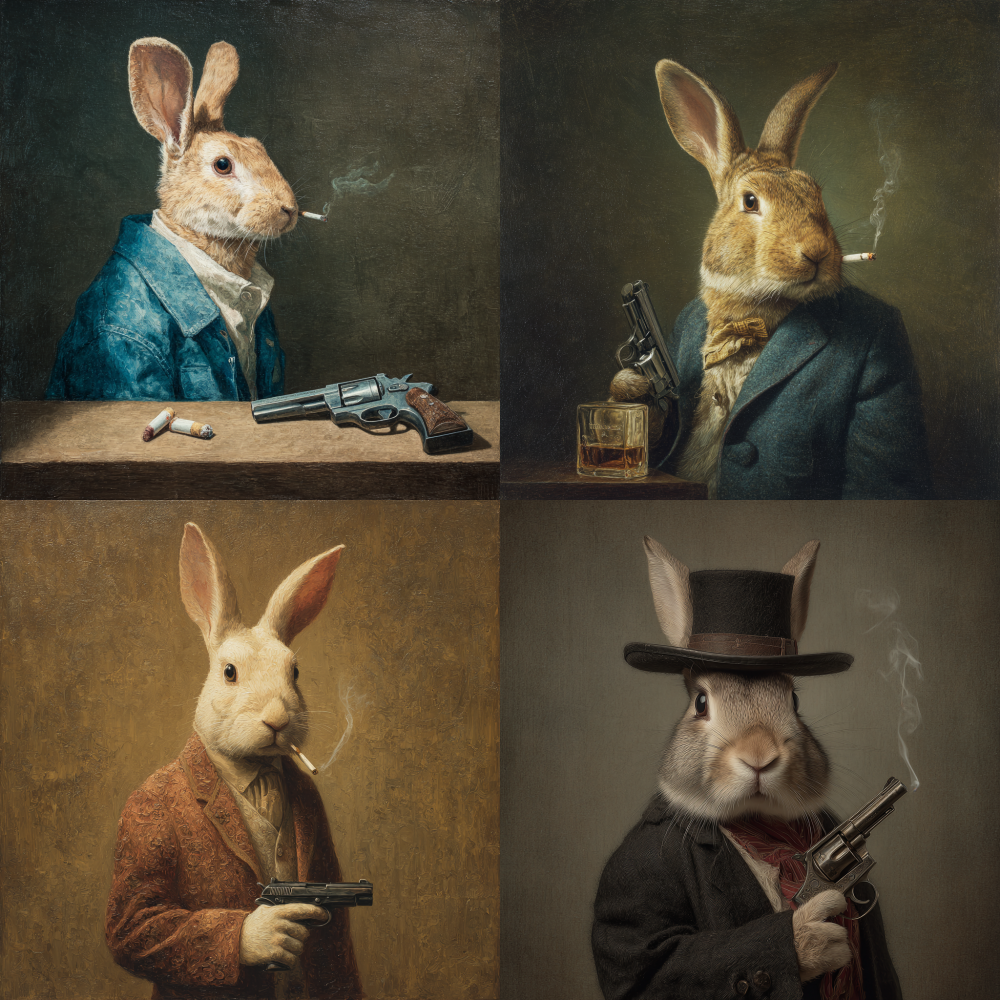 A portrait of a rabbit, a handgun, and quitting smoking 