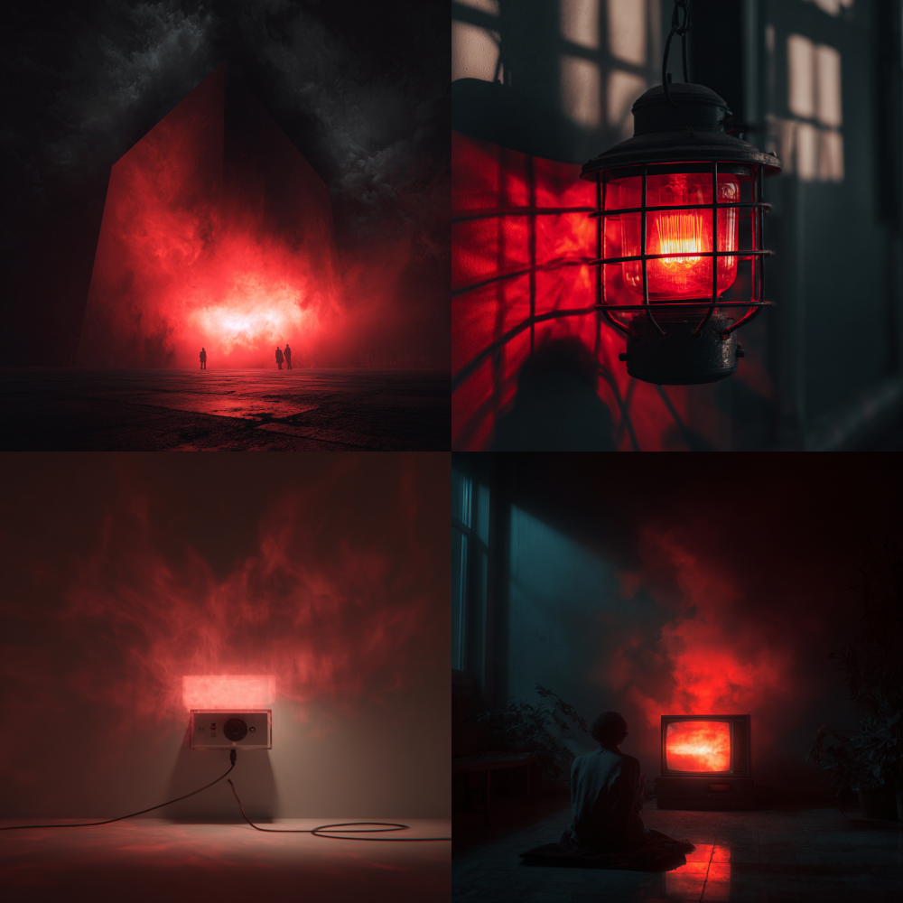 Change the device in the middle of the picture to a fiery red light and shadow device