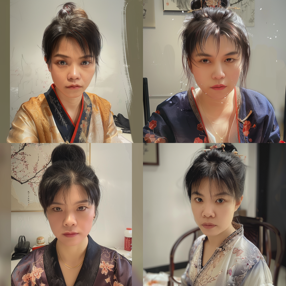 Completely using facial features to create a character dressed in Hanfu < https://oc.superx.chat/img/1772594505039.jpg >  --v 6
