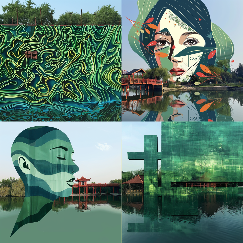 Generate simple and modern line patterns based on the reference image, with blue-green as the main color tone, for poster production. < https://oc.superx.chat/img/1757994598538.jpg >  --v 6