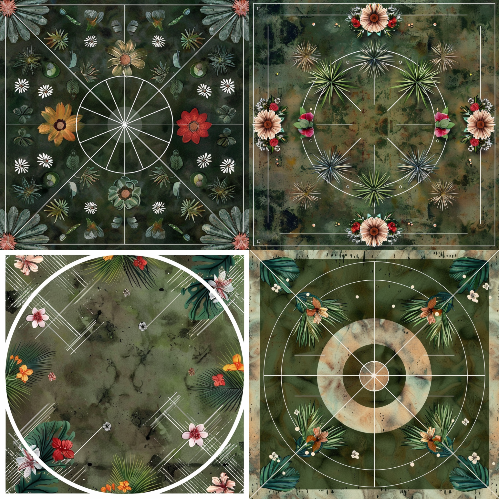 < https://oc.superx.chat/img/1778341842178.jpg > Botanical mandala wall art, symmetrical radial pattern of tropical plants, cacti, and succulents, vintage botanical illustration style, layered circular composition, concrete textured background, earthy tones with vibrant accents, boho aesthetic, high detail, 8k, for home decor print --v 6