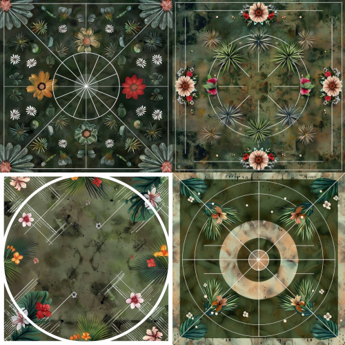 < https://oc.superx.chat/img/1778341842178.jpg > Botanical mandala wall art, symmetrical radial pattern of tropical plants, cacti, and succulents, vintage botanical illustration style, layered circular composition, concrete textured background, earthy tones with vibrant accents, boho aesthetic, high detail, 8k, for home decor print