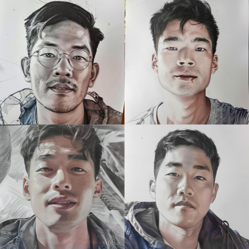 '' Completed ' Half body portrait, dont imitate all the details of the original image, you need to process something else yourself, change the characters clothing, posture, and background. Picture format, < https://oc.superx.chat/img/1774362929989.png > A 33-year-old Asian man, linear sketch, pencil drawing lines, high contrast, sketches, traditional media, half-length portrait1:1  --v 6 ()