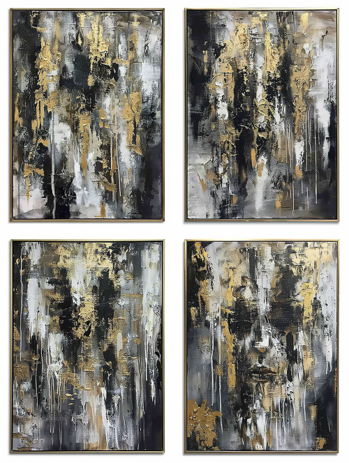 < https://oc.superx.chat/img/1782097957193.jpg > handmade Black Gold Grey Heavy Textured Abstract painting，visible textured brushstroke. --ar 3:4 --v 6 --stylize 100  --iw 2