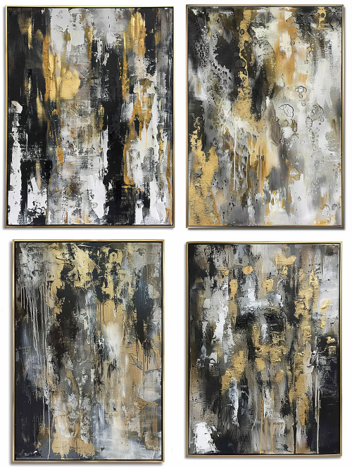 < https://oc.superx.chat/img/1782097957193.jpg > handmade Black Gold Grey Heavy Textured Abstract painting，visible textured brushstroke.  --ar 3:4  --iw 2