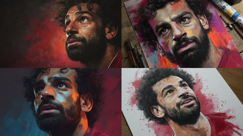 帮我生成一张穆罕默德·萨拉赫的个人写真照片  --ar 16:9  --style raw