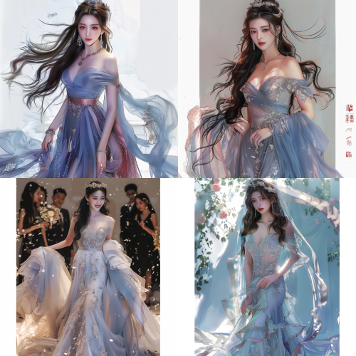 < https://oc.superx.chat/img/1776760124718.png > 人物形象样貌、服装不要改变，生成女子在大型婚礼现场参加豪华婚宴