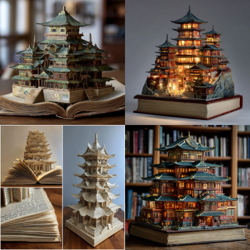用一本书搭建而成的宝塔