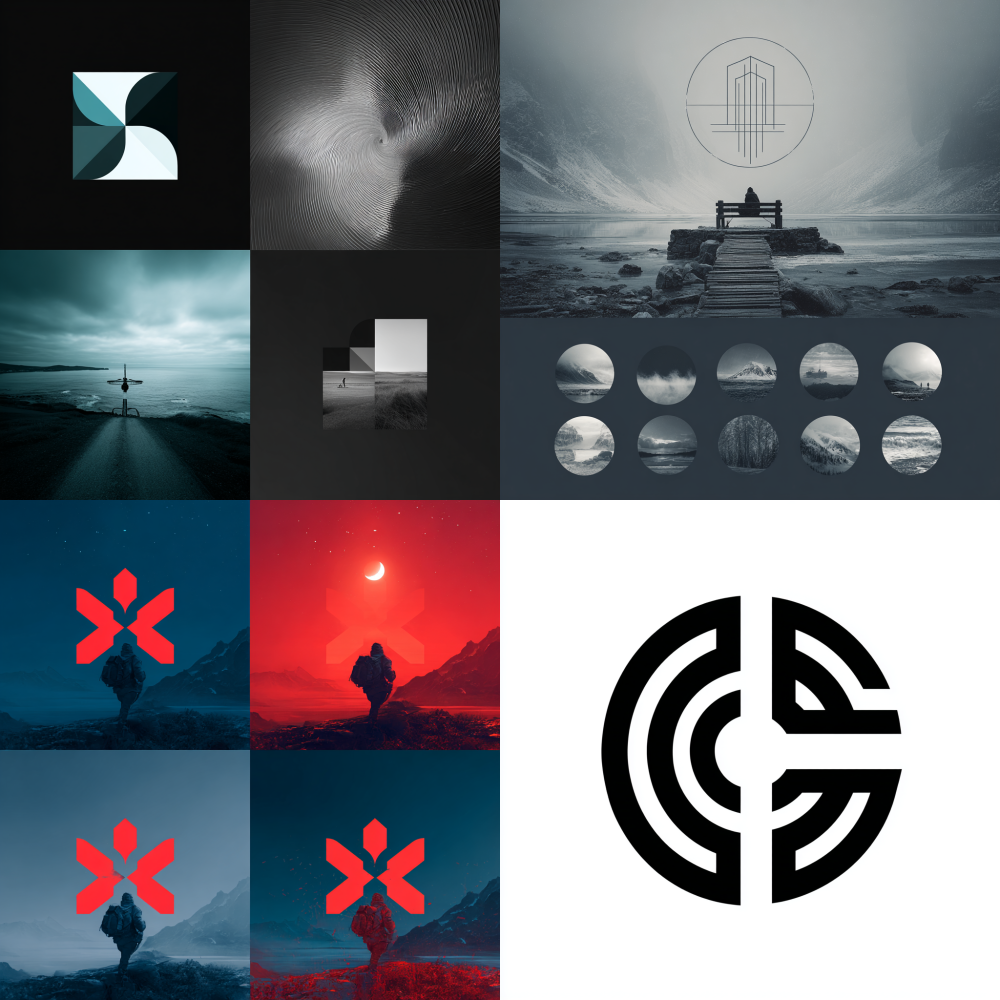 Simplify the logo design by focusing on reference images. 