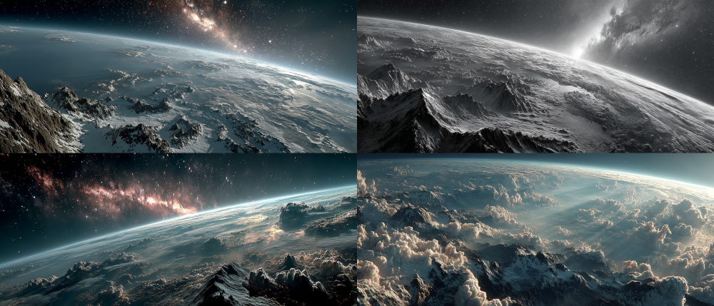 A lonely planet in the pitch black deep sky, sci-fi style, dark silver main tone, strong contrast of light and shadow, rich details, high resolution, futuristic fantasy style, panoramic view, advanced rendering, ultra high definition, overall with a sense of sci-fi, hyper realistic, hyper realistic, film grade lighting, fantasy atmosphere, movie grade visuals  --ar 21:9 --ar 21:9 --q 2 --s 750